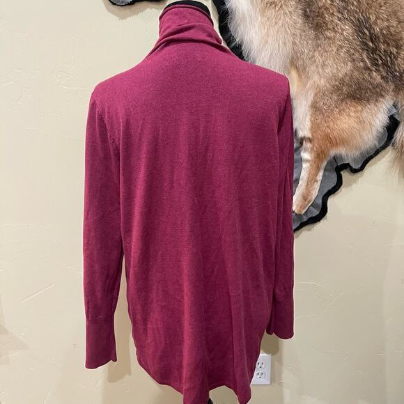 NIC + ZOE Turtle Neck Medium* Tunic Sweater Cranberry Office Business Mature - Picture 2 of 6